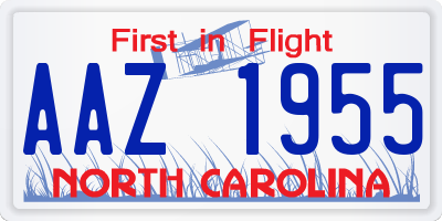 NC license plate AAZ1955