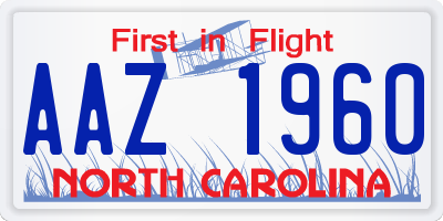 NC license plate AAZ1960