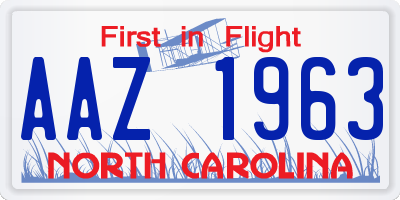 NC license plate AAZ1963