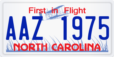 NC license plate AAZ1975