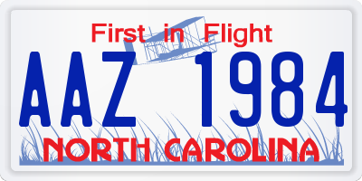 NC license plate AAZ1984