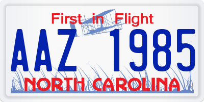 NC license plate AAZ1985