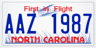 NC license plate AAZ1987