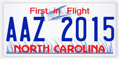 NC license plate AAZ2015