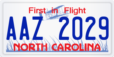 NC license plate AAZ2029