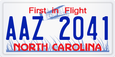 NC license plate AAZ2041