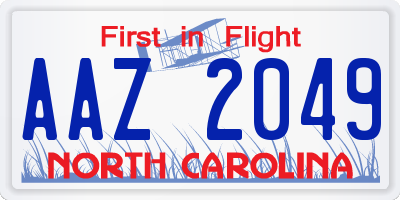 NC license plate AAZ2049