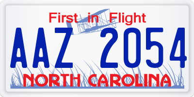 NC license plate AAZ2054
