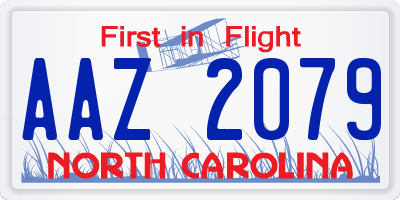 NC license plate AAZ2079