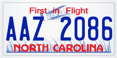 NC license plate AAZ2086