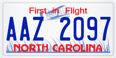 NC license plate AAZ2097