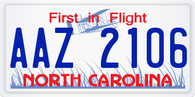 NC license plate AAZ2106