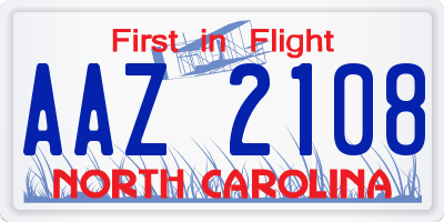 NC license plate AAZ2108