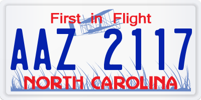 NC license plate AAZ2117