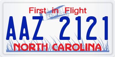 NC license plate AAZ2121