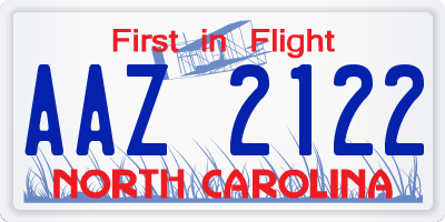 NC license plate AAZ2122