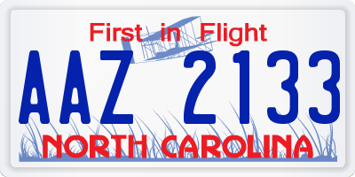 NC license plate AAZ2133