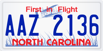 NC license plate AAZ2136