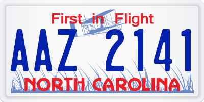 NC license plate AAZ2141