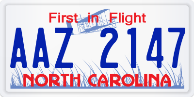 NC license plate AAZ2147