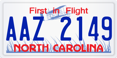 NC license plate AAZ2149