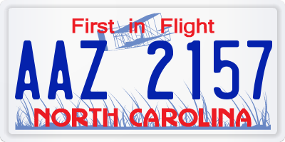 NC license plate AAZ2157