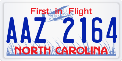 NC license plate AAZ2164
