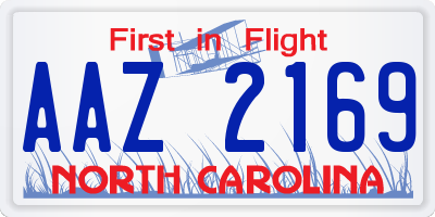 NC license plate AAZ2169