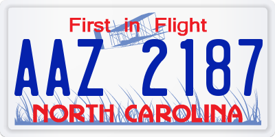 NC license plate AAZ2187