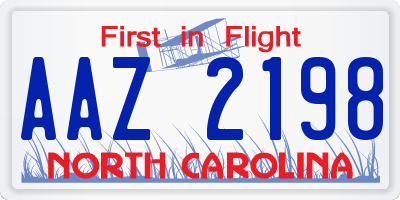 NC license plate AAZ2198