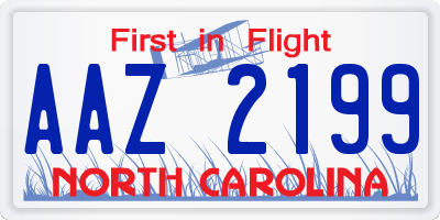 NC license plate AAZ2199