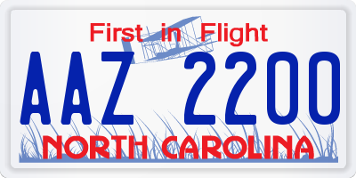 NC license plate AAZ2200