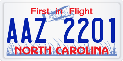 NC license plate AAZ2201