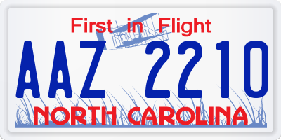 NC license plate AAZ2210