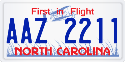 NC license plate AAZ2211