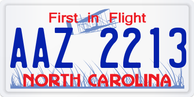 NC license plate AAZ2213