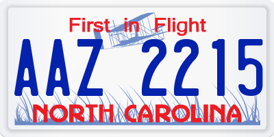 NC license plate AAZ2215