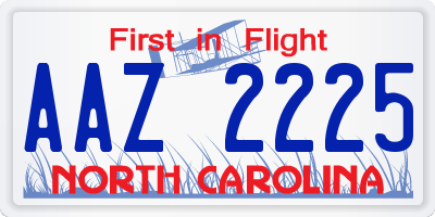 NC license plate AAZ2225