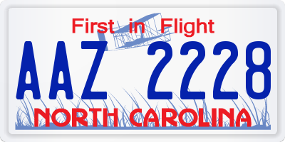 NC license plate AAZ2228