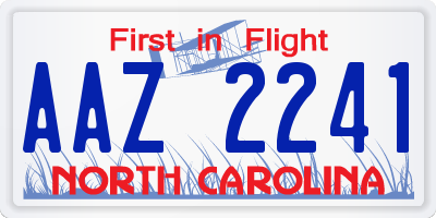 NC license plate AAZ2241