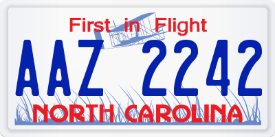 NC license plate AAZ2242