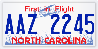 NC license plate AAZ2245