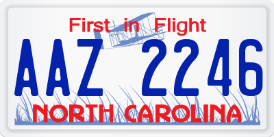 NC license plate AAZ2246