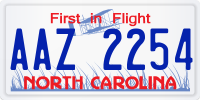 NC license plate AAZ2254