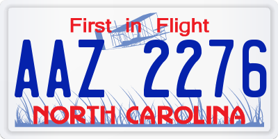 NC license plate AAZ2276