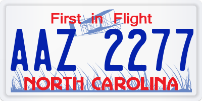 NC license plate AAZ2277