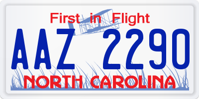 NC license plate AAZ2290