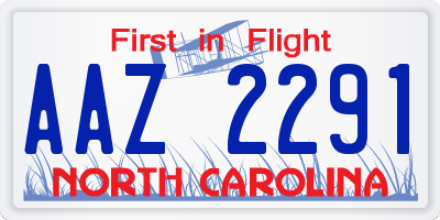 NC license plate AAZ2291