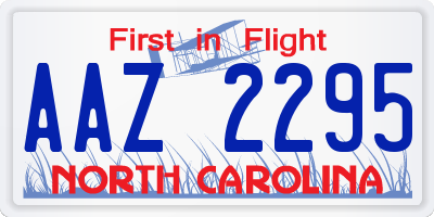 NC license plate AAZ2295