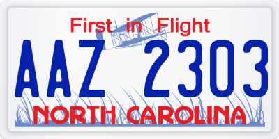 NC license plate AAZ2303